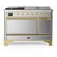 Ilve UM48FSQNR3SSGLP Ilve Um48Fsqnr3Ssglp Majestic Iii 48 Inch Dual Fuel Range With 5 Black Brass Burners, Griddle And French Top, Dual Function Burner Up To 25,000 Btu (Liquid Propane, Solid Door, Stainless Steel, Brass)