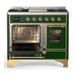 Ilve UMD40FNR3EGG Ilve Umd40Fnr3Egg Majestic Iii 40 Inch Dual Fuel Range With 6 Burners And Griddle, Dual Function Burner Up To 25,000 Btu (Natural Gas, Triple Glass Door, Emerald Green, Brass)
