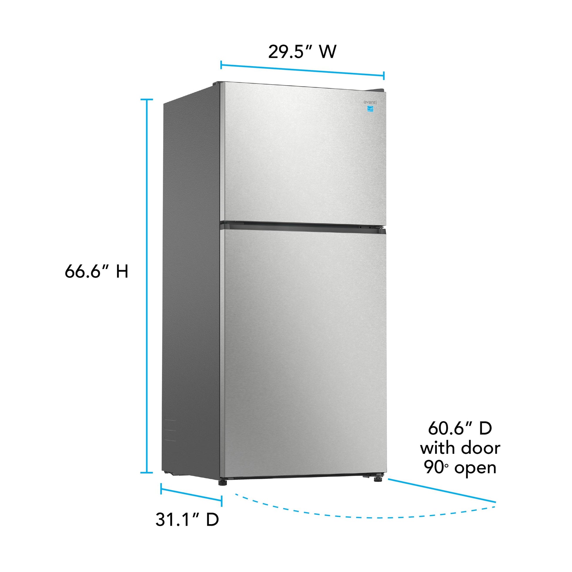 Avanti AVFF21DLJM0SS Avanti Maxxspace Insulation™ Technology Garage-Ready Frost-Free Ice Maker-Ready Refrigerator, 21 Cu. Ft., Energy Star, Stainless Steel Look (Avff21Dljm0Ss)