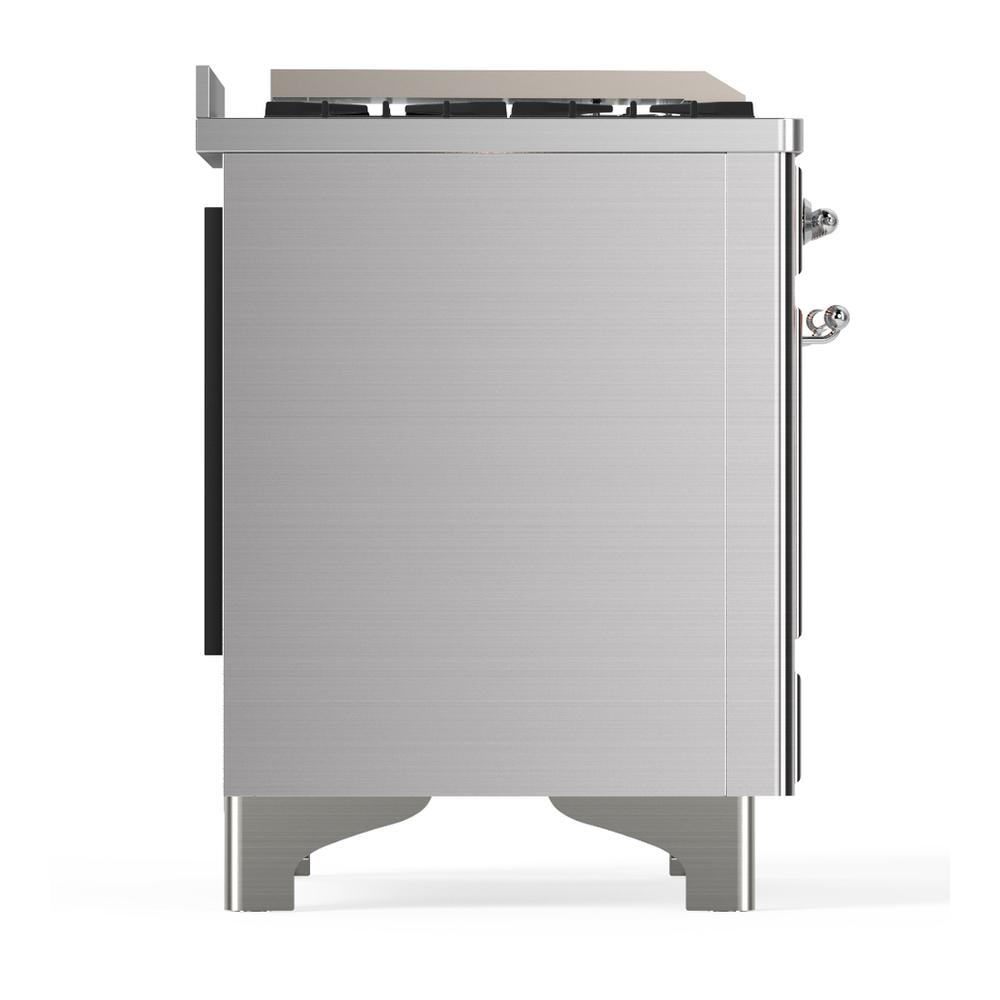 Ilve UM60FQNR3SSC Ilve Um60Fqnr3Ssc Majestic Iii 60 Inch Dual Fuel Range With 9 Burners And Griddle, Dual Function Burner Up To 25,000 Btu (Natural Gas, Solid Door, Stainless Steel, Chrome)