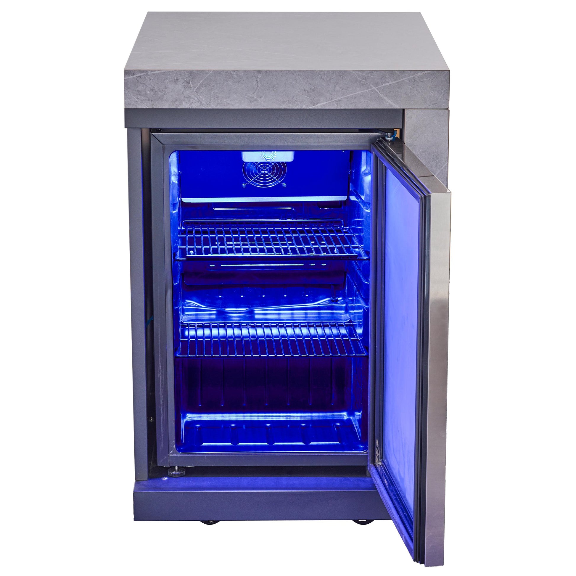 Forno FODKT2544BLK Forno Rimini Outdoor Kitchen 30" Bbq 62,600 Btu, 3 Burners With Sear & Rotisserie, 2.4 Cu.Ft. Beverage Center, Stainless Steel Sink, Black Cabinets & Gray Sintered Stone Countertop