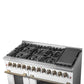 Forno FFSGS615648WHT Galiano 48-Inch Dual Fuel Range White & Antique Brass Design With 8 Sealed Burners 107,000 Btu, 6.58 Cu. Ft. Double Ovens & Griddle