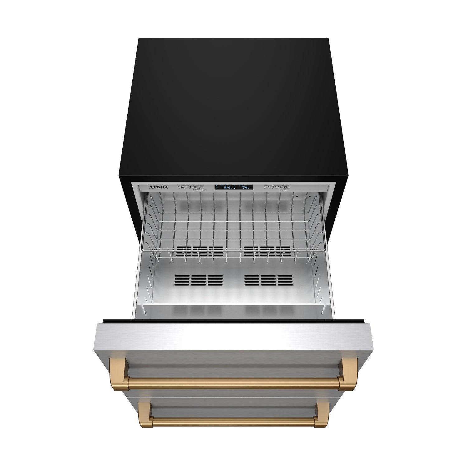 Thor Kitchen RZ24UBRZ 24 Inch Undercounter Built-In / Freestanding Drawer Freezer - Stainless Steel/Bronze Gordon Ramsay Series