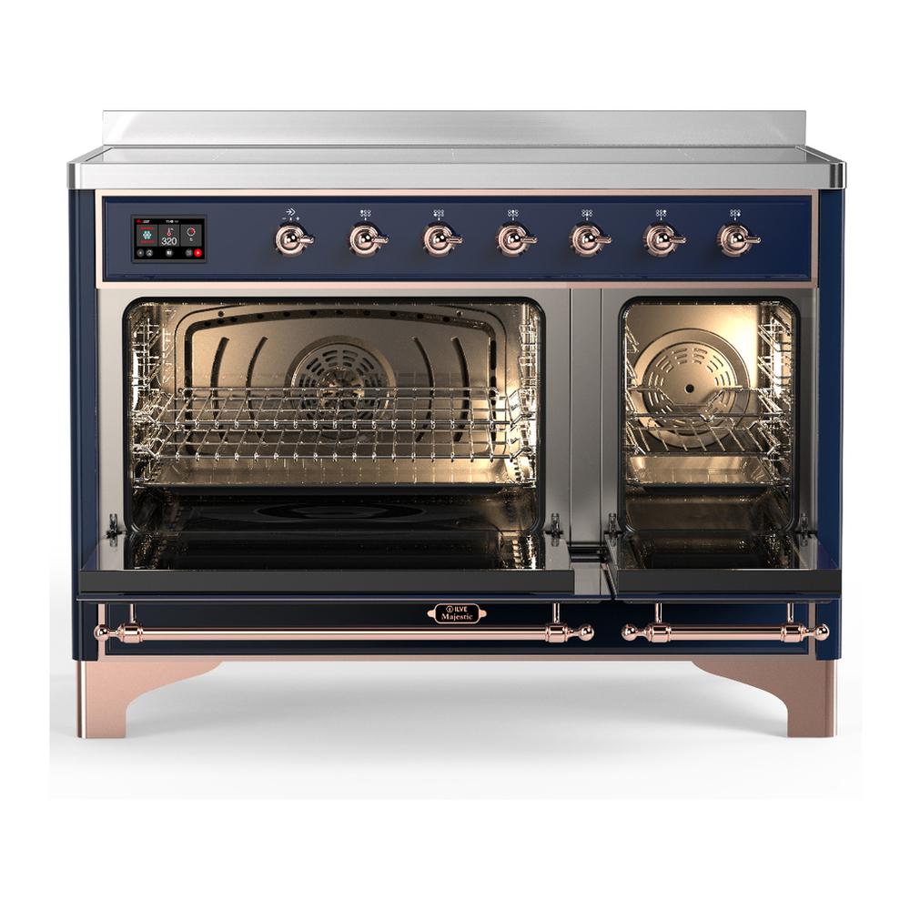 Ilve UMIB48QNR3MBP Ilve Umib48Qnr3Mbp Majestic Iii 48 Inch Induction Range With 6 Elements, 5.02 Cu. Ft. Total Oven Capacity (Solid Door, Midnight Blue, Copper)