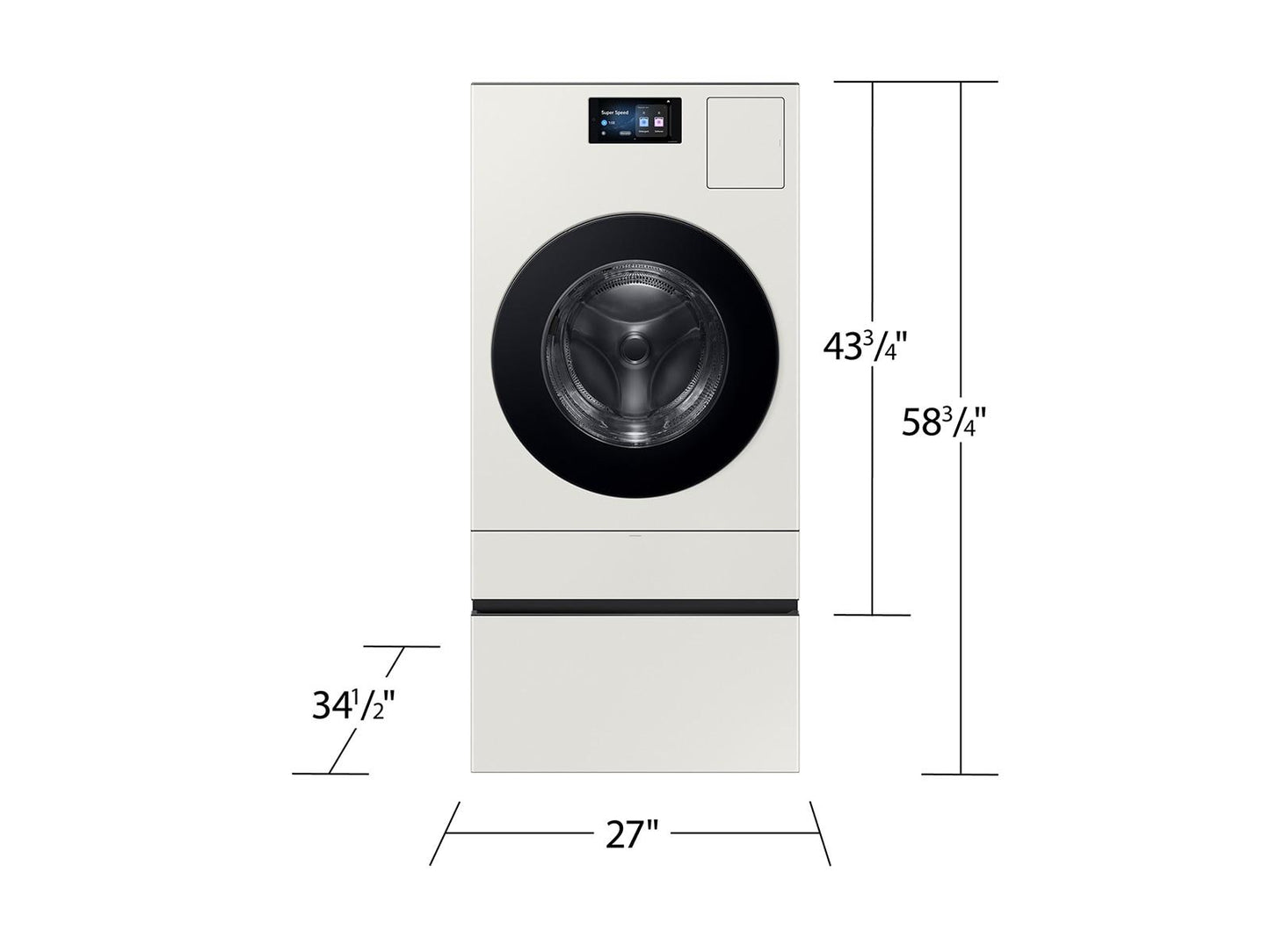 Samsung WD90F53AVY Bespoke Ai All-In-One Vented Combo Ai Home 7" Lcd Display Ai Optiwash™ And Dry 5.3 Cu.Ft.