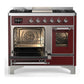Ilve UMD40FNR3BUC Ilve Umd40Fnr3Buc Majestic Iii 40 Inch Dual Fuel Range With 6 Burners And Griddle, Dual Function Burner Up To 25,000 Btu (Natural Gas, Triple Glass Door, Burgundy, Chrome)
