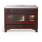 Ilve UMIB48NR3BUB Ilve Umib48Nr3Bub Majestic Iii 48 Inch Induction Range With 6 Elements, 5.02 Cu. Ft. Total Oven Capacity (Triple Glass Door, Burgundy, Burnished)