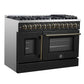 Forno FFSGS635648BLK Forno Galiano 48-Inch French Door Dual Fuel Range, Black & Antique Brass Design, 8 Sealed Burners - 107,000 Btu, Griddle, 6.58 Cu.Ft. Double Ovens