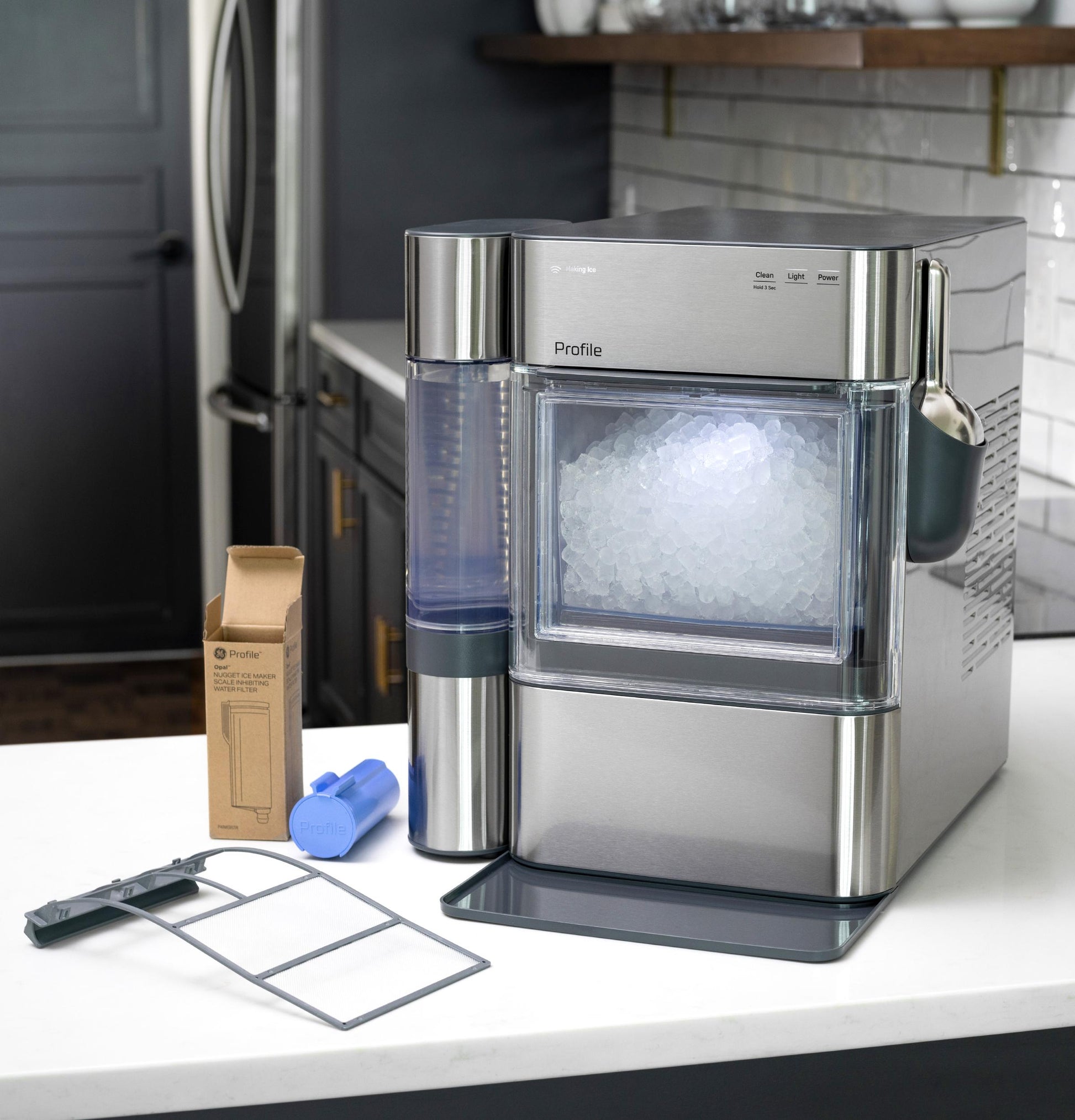 Ge Appliances XPIO13SWSS Ge Profile™ Opal™ 2.0 Ultra Nugget Ice Maker With Side Tank And Scale Inhibiting Filter