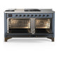 Ilve UM60FSNR3BGBLP Ilve Um60Fsnr3Bgblp Majestic Iii 60 Inch Dual Fuel Range With 7 Burners, Griddle And French Top, Dual Function Burner With Up To 25,000 Btu (Liquid Propane, Triple Glass Door, Blue Grey, Burnished)