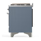 Ilve UM36FNR3BGCLP Ilve Um36Fnr3Bgclp Majestic Iii 36 Inch Dual Fuel Range With 6 Black Brass Burners And Griddle, Dual Function Burner Up To 25,000 Btu (Triple Glass Door, Blue Grey, Chrome, Liquid Propane)