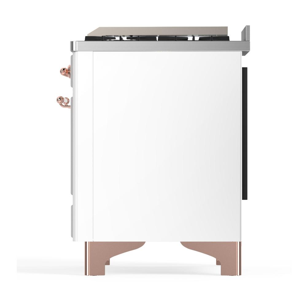 Ilve UM48FNR3WHP Ilve Um48Fnr3Whp Majestic Iii 48 Inch Dual Fuel Range With 8 Burners And Griddle, Dual Function Burner Up To 25,000 Btu (Natural Gas, Triple Glass Door, White, Copper)
