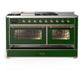 Ilve UM60FSNR3EGP Ilve Um60Fsnr3Egp Majestic Iii 60 Inch Dual Fuel Range With 7 Burners, Griddle And French Top, Dual Function Burner With Up To 25,000 Btu (Natural Gas, Triple Glass Door, Emerald Green, Copper)