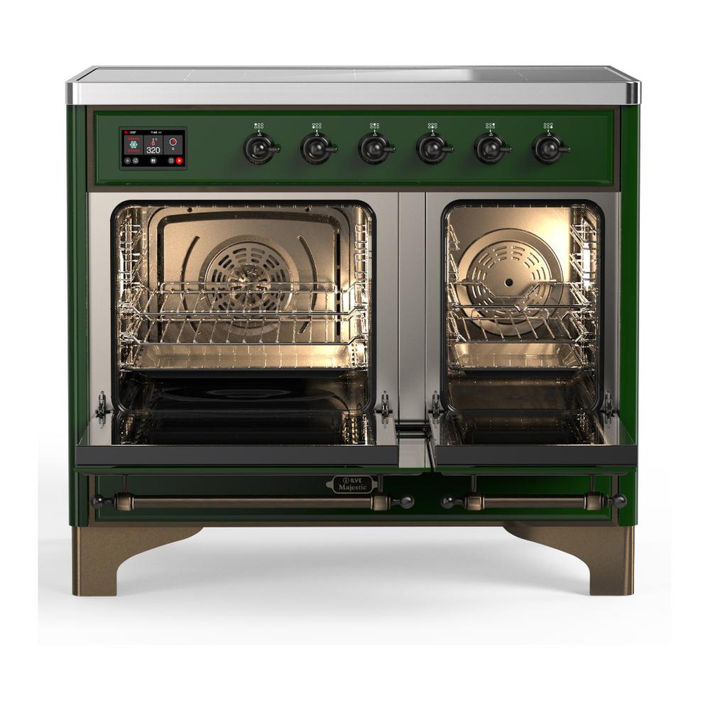 Ilve UMDIB40NR3EGB Ilve Umdib40Nr3Egb Majestic Iii 40 Inch Induction Range With 6 Elements, 3.82 Cu. Ft. Total Oven Capacity (Triple Glass Door, Emerald Green, Burnished)