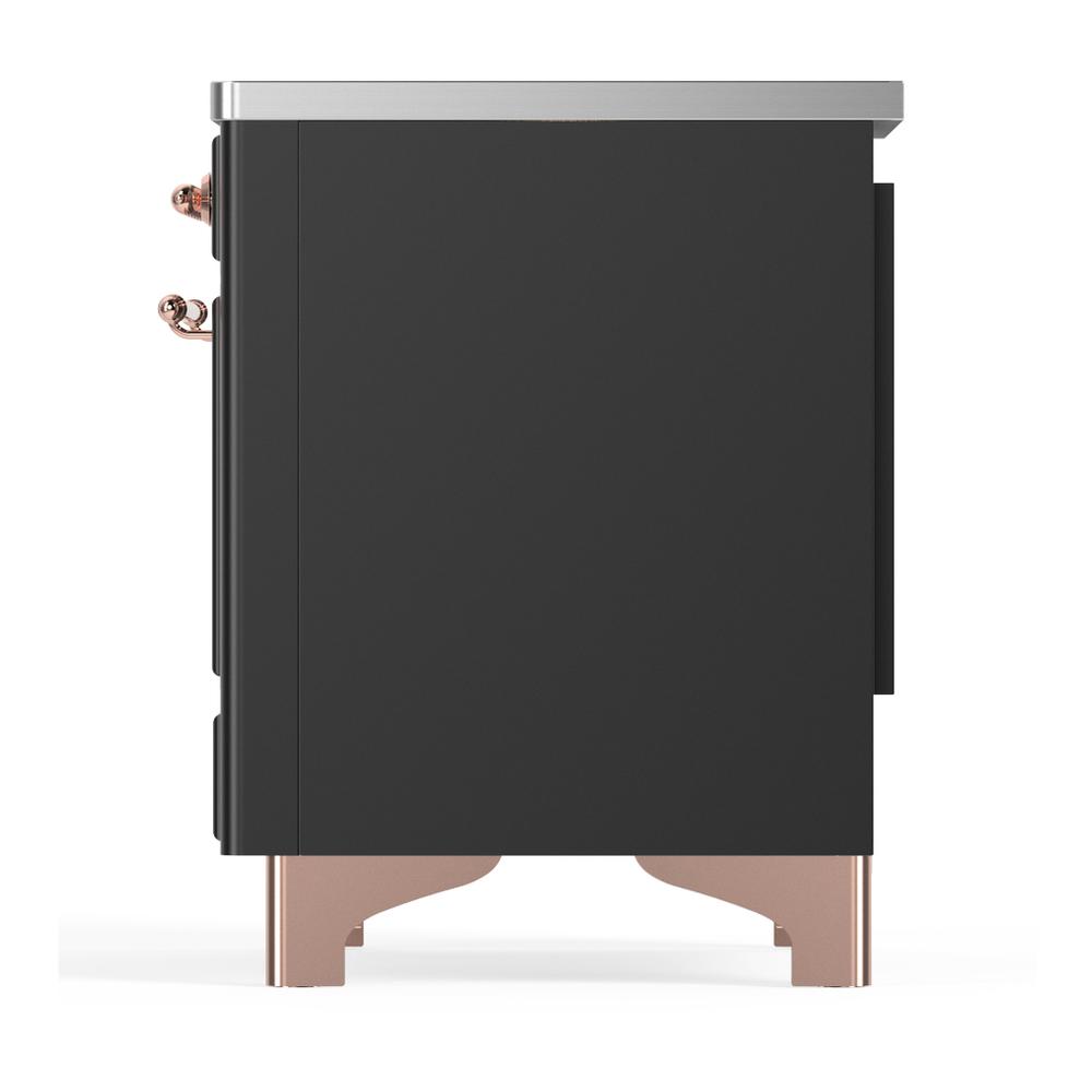 Ilve UMDIB40QNR3MGP Ilve Umdib40Qnr3Mgp Majestic Iii 40 Inch Induction Range With 6 Elements, 3.82 Cu. Ft. Total Oven Capacity (Solid Door, Graphite Matte, Copper)