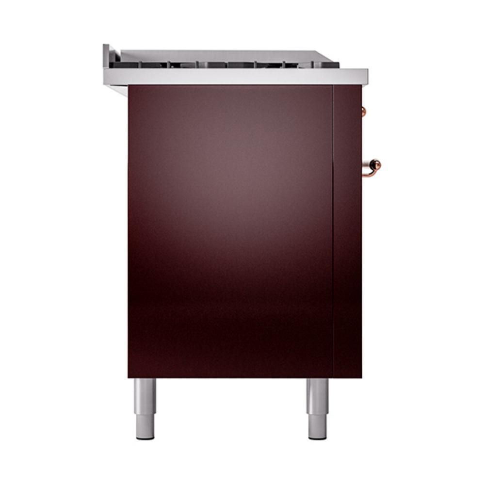 Ilve UN60FSQNMPBUP Ilve Un60Fsqnmpbup Nostalgie Ii Noblesse 60" Dual Fuel Range (7 Sealed Burners + Griddle + French Top, Natural Gas, Solid Door, Burgundy, Copper)
