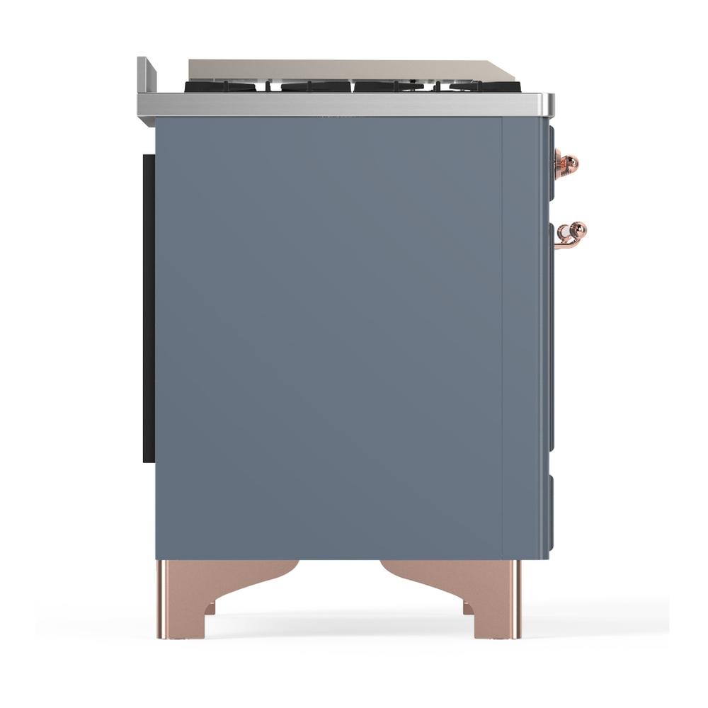 Ilve UMD40FNR3BGP Ilve Umd40Fnr3Bgp Majestic Iii 40 Inch Dual Fuel Range With 6 Burners And Griddle, Dual Function Burner Up To 25,000 Btu (Natural Gas, Triple Glass Door, Blue Grey, Copper)