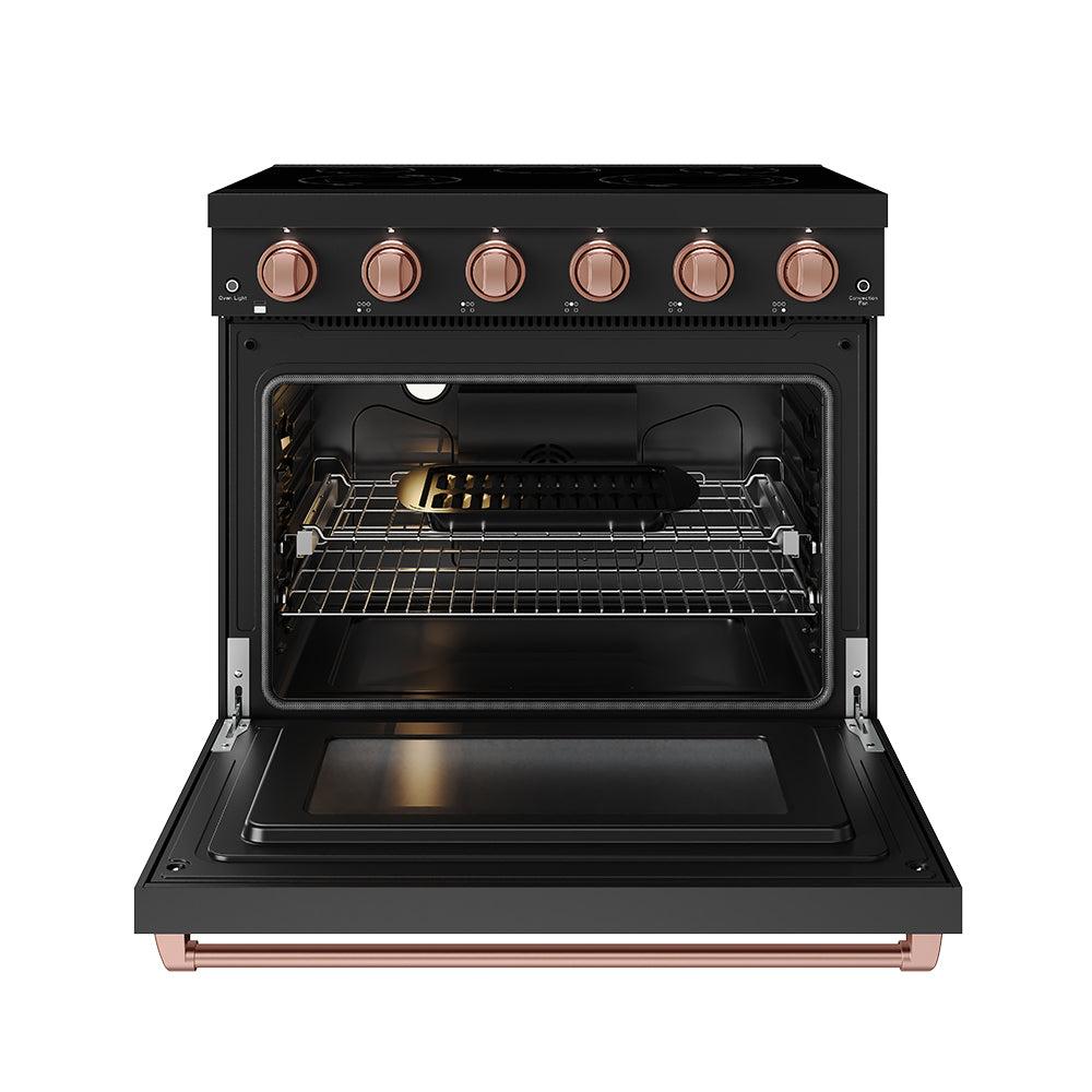 Thor Kitchen RSE36PBRSG 36 Inch Professional Electric Range In Black/Rose Gold Gordon Ramsay Series