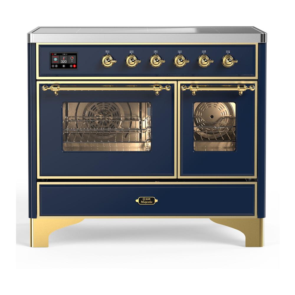 Ilve UMDIB40NR3MBG Ilve Umdib40Nr3Mbg Majestic Iii 40 Inch Induction Range With 6 Elements, 3.82 Cu. Ft. Total Oven Capacity (Triple Glass Door, Midnight Blue, Brass)