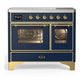 Ilve UMDIB40NR3MBG Ilve Umdib40Nr3Mbg Majestic Iii 40 Inch Induction Range With 6 Elements, 3.82 Cu. Ft. Total Oven Capacity (Triple Glass Door, Midnight Blue, Brass)