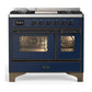 Ilve UMD40FNR3MBBLP Ilve Umd40Fnr3Mbblp Majestic Iii 40 Inch Dual Fuel Range With 6 Burners And Griddle, Dual Function Burner Up To 25,000 Btu (Liquid Propane, Triple Glass Door, Midnight Blue, Burnished)