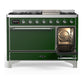 Ilve UM48FQNR3EGCLP Ilve Um48Fqnr3Egclp Majestic Iii 48 Inch Dual Fuel Range With 8 Burners And Griddle, Dual Function Burner Up To 25,000 Btu (Liquid Propane, Solid Door, Emerald Green, Chrome)