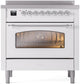 Ilve UPI366NMPWHC Nostalgie Ii 36 Inch Electric Freestanding Range In White With Chrome Trim