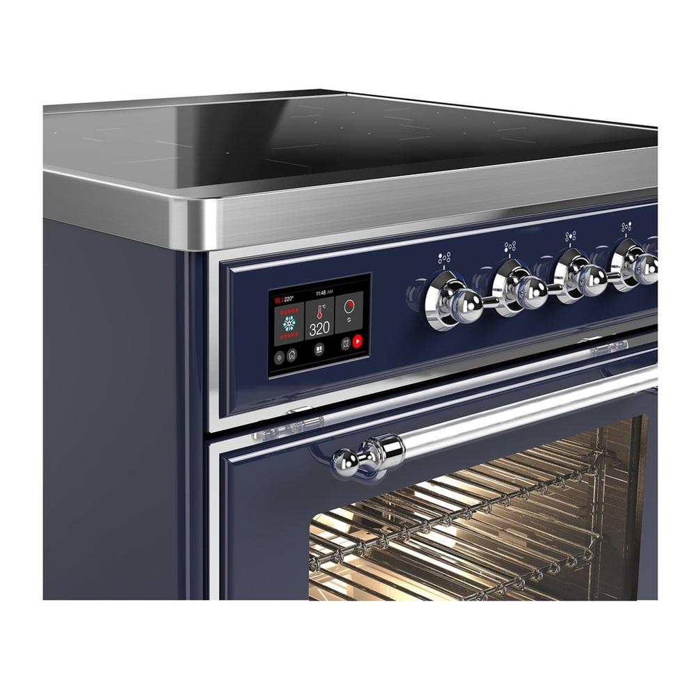 Ilve UMIB30NR3MBC Ilve Umib30Nr3Mbc Majestic Iii 30 Inch Induction Range With 4 Elements, 4 Cu. Ft. Oven Capacity (Triple Glass Door, Midnight Blue, Chrome)