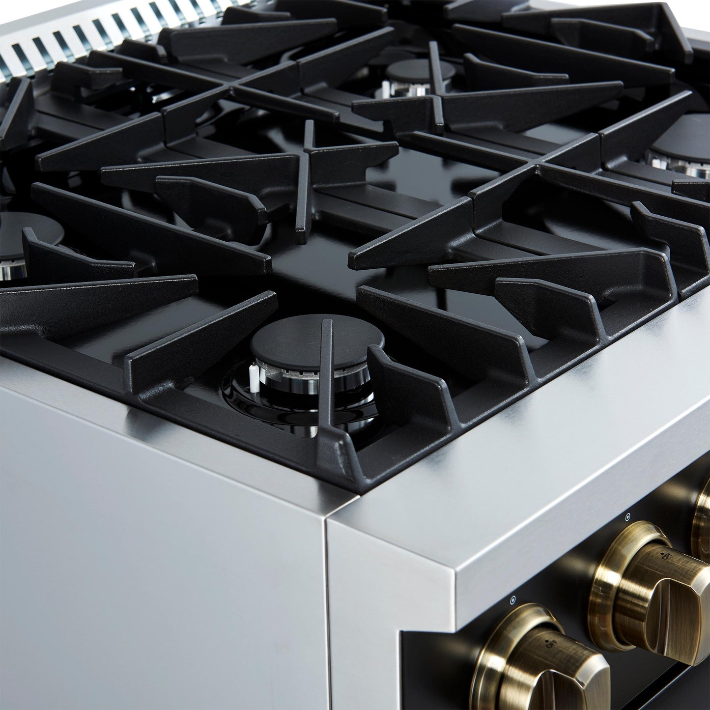 Forno FFSGS627730BLK Marco 30-Inch Gas Range Black & Antique Brass Design, 4 Burners 37,000 Btu, 4.32 Cu.Ft. Convection Oven