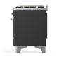 Ilve UM60FSNR3MGC Ilve Um60Fsnr3Mgc Majestic Iii 60 Inch Dual Fuel Range With 7 Burners, Griddle And French Top, Dual Function Burner With Up To 25,000 Btu (Natural Gas, Triple Glass Door, Graphite Matte, Chrome)