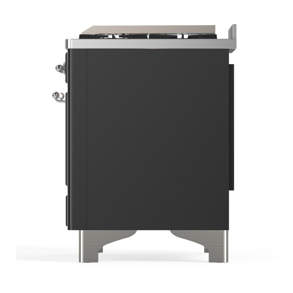 Ilve UM60FSNR3MGC Ilve Um60Fsnr3Mgc Majestic Iii 60 Inch Dual Fuel Range With 7 Burners, Griddle And French Top, Dual Function Burner With Up To 25,000 Btu (Natural Gas, Triple Glass Door, Graphite Matte, Chrome)