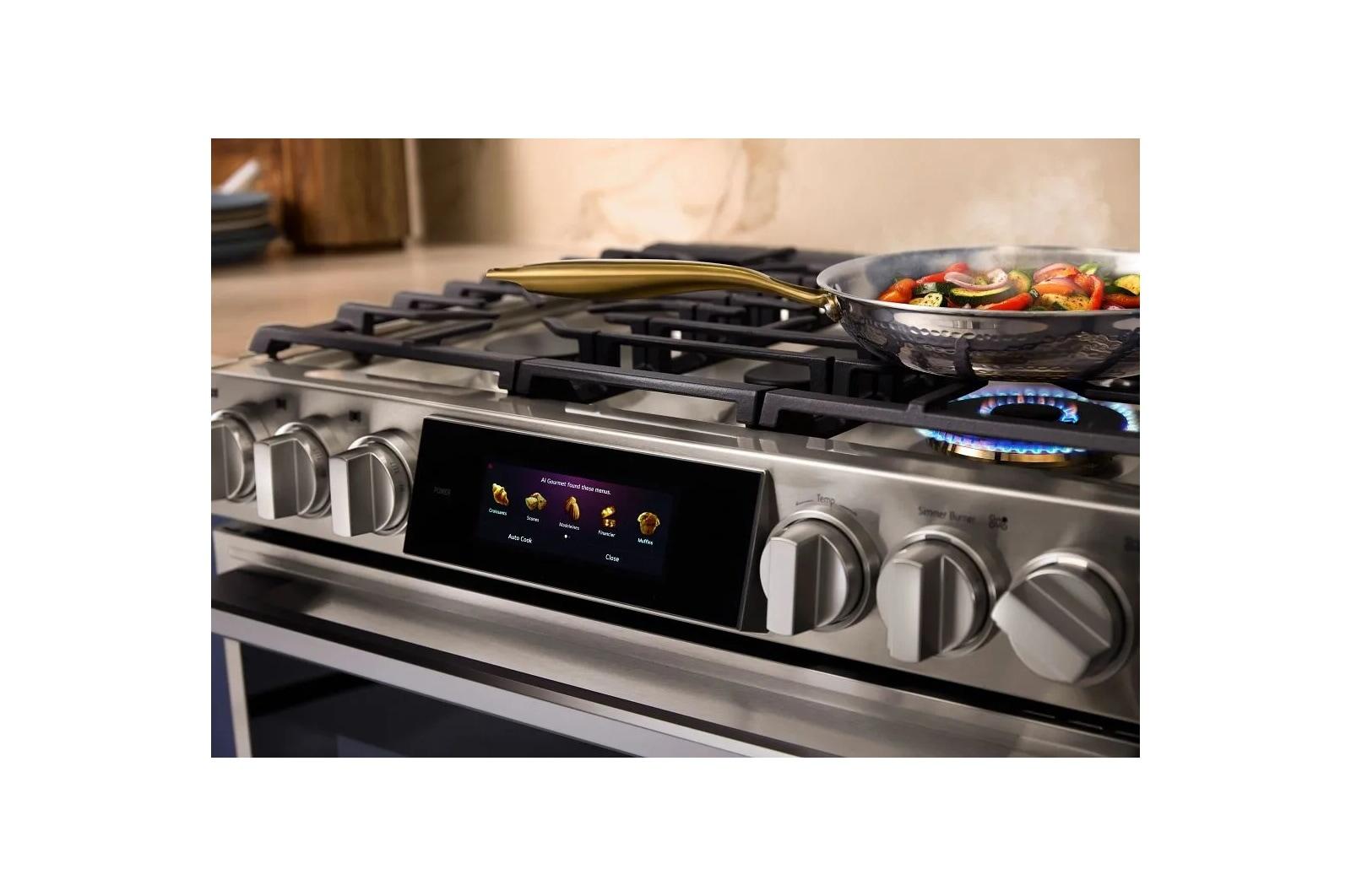 Lg LSGU6339X Lg Signature 6.3 Cu. Ft. Smart Gas Slide-In Range With Dynamic Probake Convection®, Air Fry, Air Sous Vide, Pizza Mode And Ai Gourmet Camera