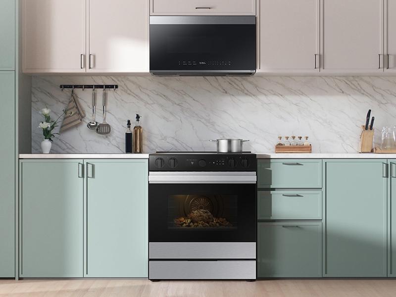 Samsung NSE6DG8700SR Bespoke 6.3 Cu. Ft. Smart Slide-In Electric Range With Smart Oven Camera & Illuminated Precision Knobs In Stainless Steel