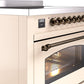 Ilve UPI366NMPAWB Nostalgie Ii 36 Inch Electric Freestanding Range In Antique White With Bronze Trim