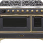 Ilve UM12FDNS3MGGLP Majestic Ii 48 Inch Dual Fuel Liquid Propane Freestanding Range In Matte Graphite With Brass Trim