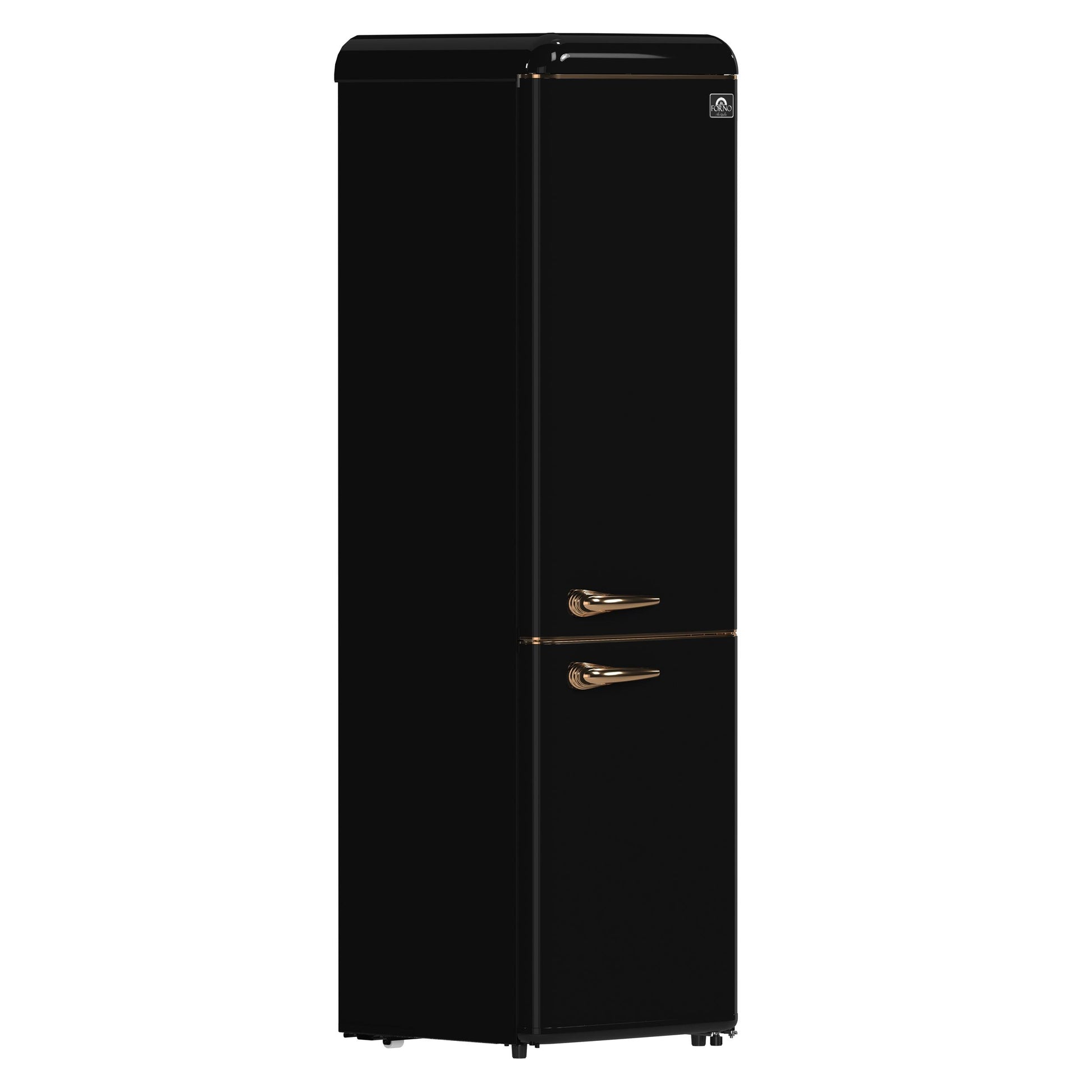 Forno FFFFD174522BLK Forno Storico 22-Inch Retro Bottom Freezer Fridge In Black, 9 Cu.Ft, Copper-Tone Handle