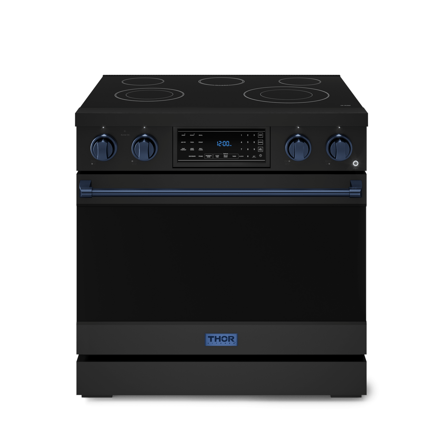 Thor Kitchen RSE36BBLU 36 Inch Professional Electric Range With Tilt Panel Touch Control In Black/Navy Blue Gordon Ramsay Series - Rse36B-Blu