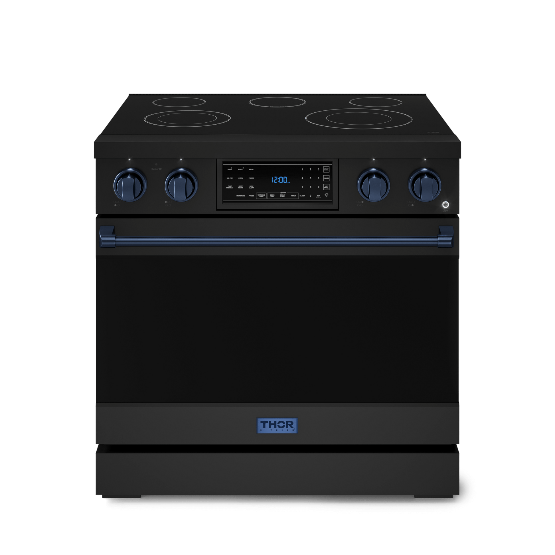 Thor Kitchen RSE36BBLU 36 Inch Professional Electric Range With Tilt Panel Touch Control In Black/Navy Blue Gordon Ramsay Series - Rse36B-Blu