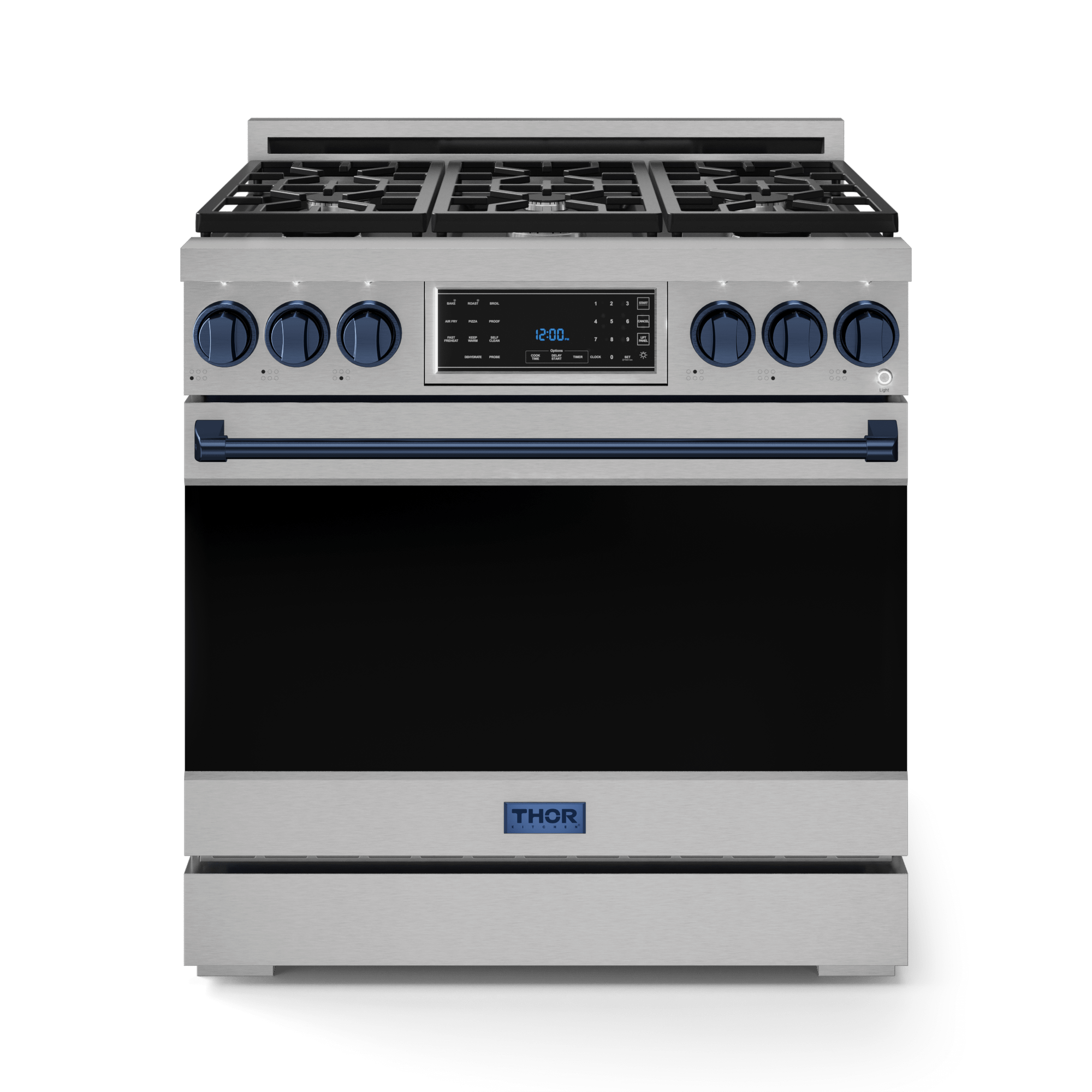 Thor Kitchen RSG36LPBLU 36 Inch Professional Lp Range With Tilt Panel Touch Control In Stainless Steel/Blue Gordon Ramsay Series - Rsg36Lp-Blu