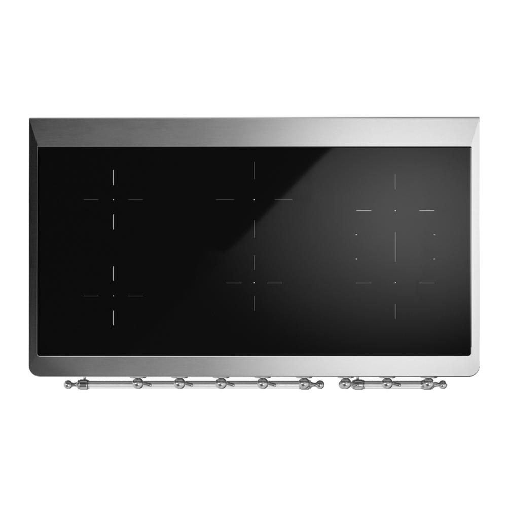Ilve UMIB48QNR3BKC Ilve Umib48Qnr3Bkc Majestic Iii 48 Inch Induction Range With 6 Elements, 5.02 Cu. Ft. Total Oven Capacity (Solid Door, Glossy Black, Chrome)