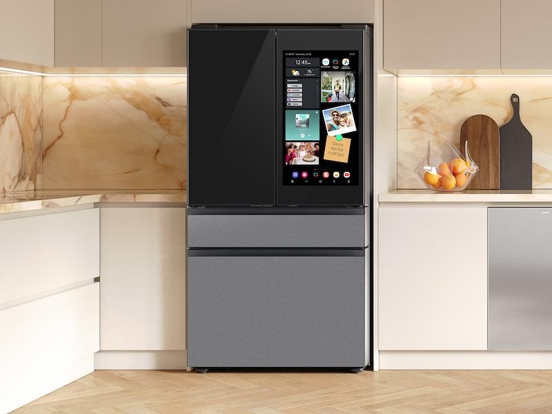 Samsung RF90F29AECR Bespoke 29 Cu. Ft. 4-Door French Door Refrigerator With Ai Family Hub&#8482;+ & Ai Vision Inside&#8482; In Charcoal Glass And Stainless Steel