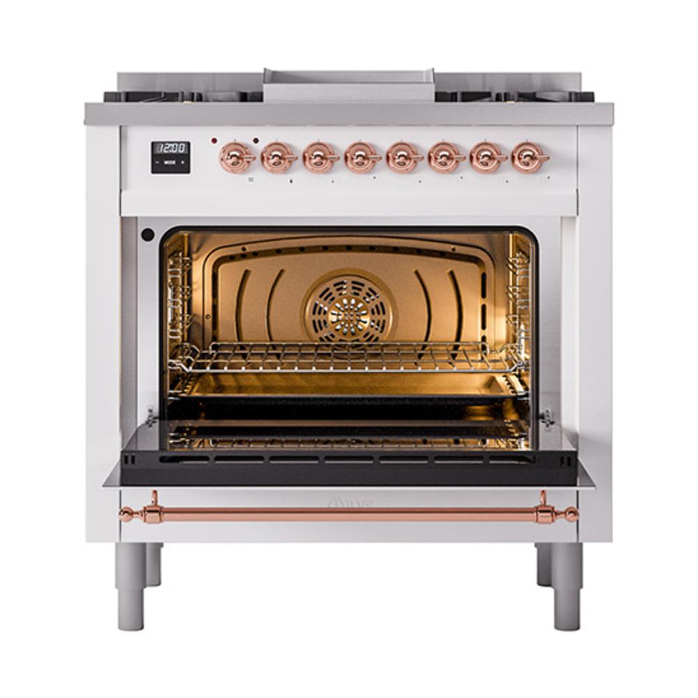 Ilve UN36FNMPRAPLP Ilve Un36Fnmpraplp Nostalgie Ii Noblesse 36" Dual Fuel Range (Liquid Propane, Triple Glass Door, Ral, Copper)