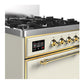 Ilve UM30QNR3AWGLP Ilve Um30Qnr3Awglp Majestic Iii 30 Inch Dual Fuel Range With 5 Black Brass Burners, Dual Function Burner Up To 25,000 Btu (Liquid Propane, Solid Door, Antique White, Brass)