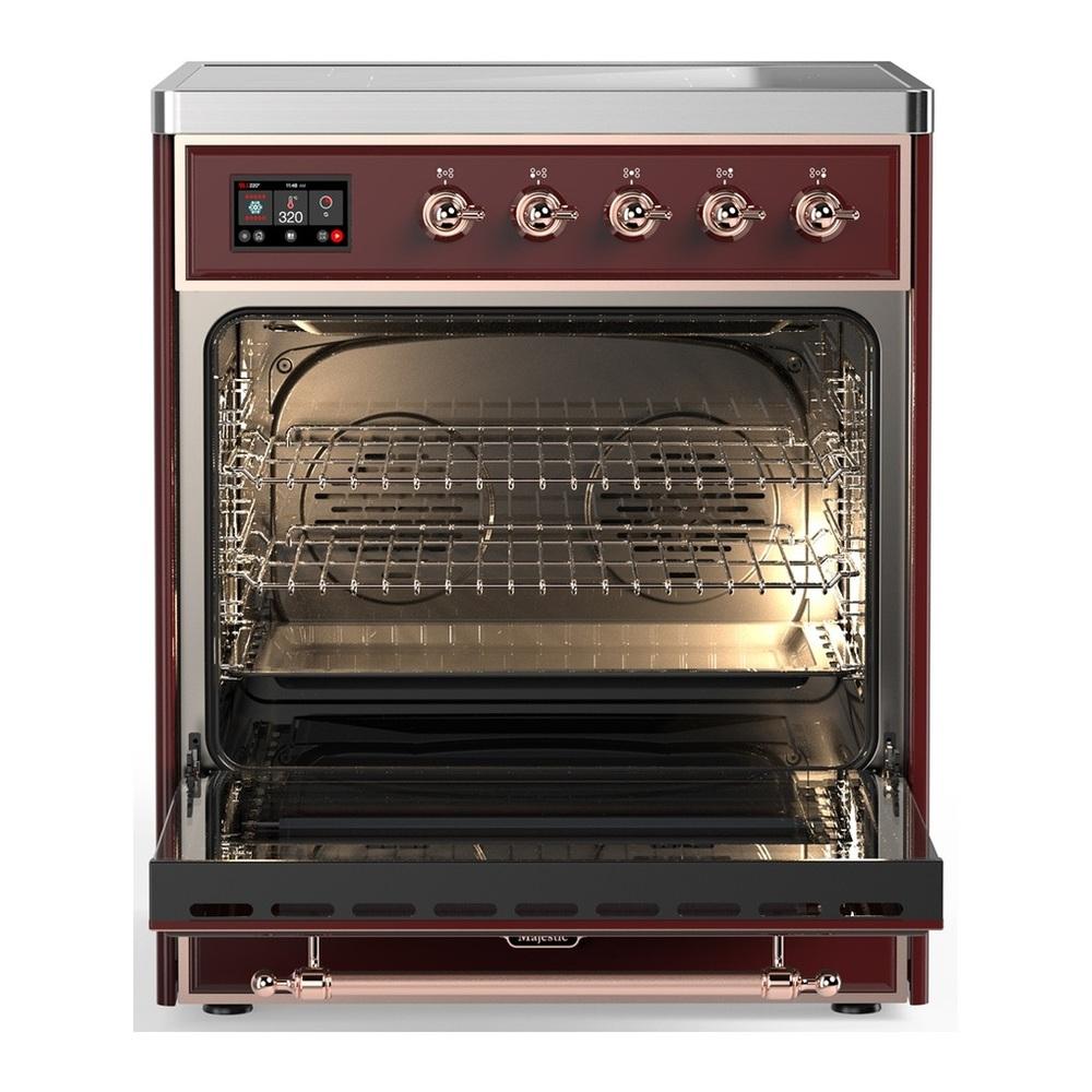 Ilve UMIB30NR3BUP Ilve Umib30Nr3Bup Majestic Iii 30 Inch Induction Range With 4 Elements, 4 Cu. Ft. Oven Capacity (Triple Glass Door, Burgundy, Copper)