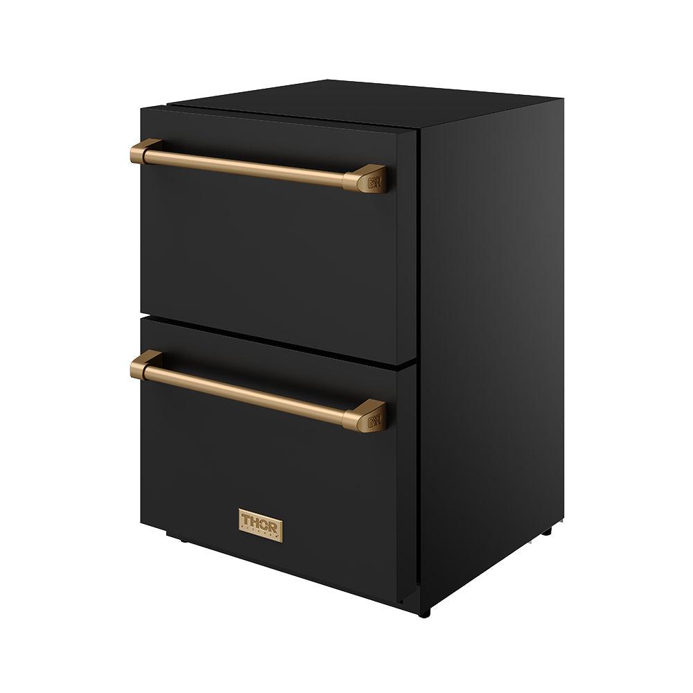 Thor Kitchen RZ24UBBRZ 24 Inch Undercounter Built-In / Freestanding Drawer Freezer - Black/Bronze Gordon Ramsay Series