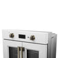 Forno FBOEL133330WHT Forno Asti 30-Inch French Door Electric Wall Oven In White & Antique Brass, 3.68 Cu. Ft. True Convection, 3,600W, Air Fry, Sous Vide, Self-Clean