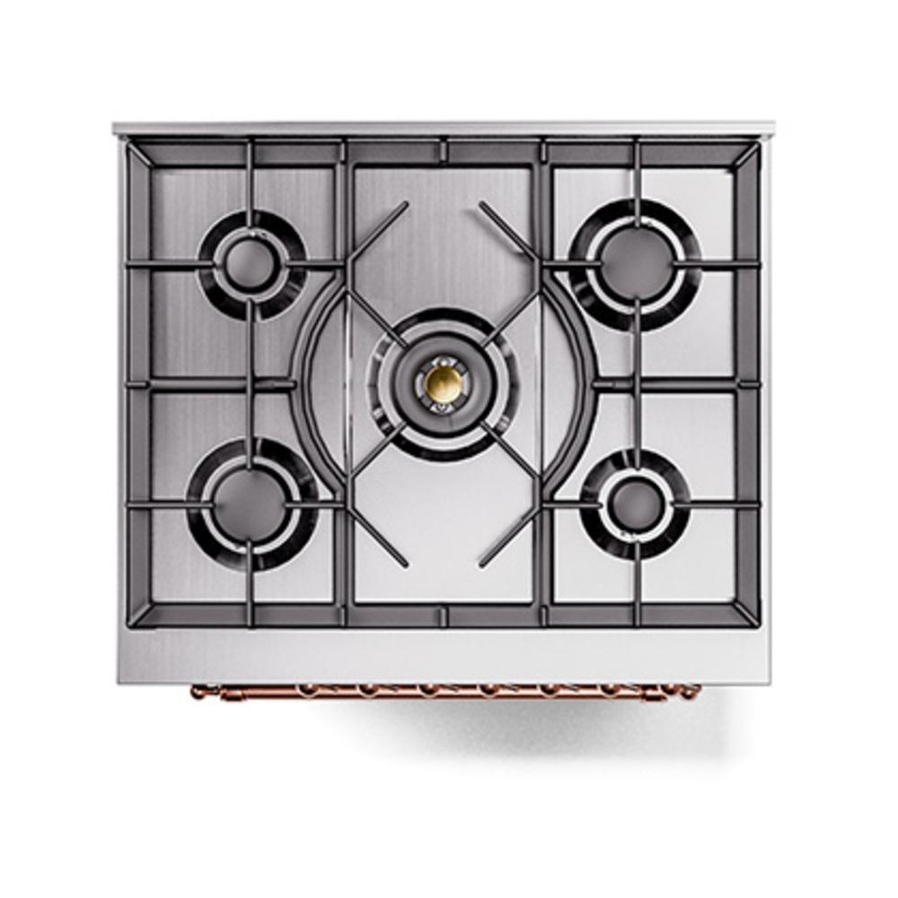 Ilve UN30QNMPMGP Ilve Un30Qnmpmgp Nostalgie Ii Noblesse 30" Dual Fuel Range (Natural Gas, Solid Door, Graphite Matte, Copper)