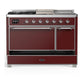 Ilve UM48FSQNR3BUC Ilve Um48Fsqnr3Buc Majestic Iii 48 Inch Dual Fuel Range With 5 Black Brass Burners, Griddle And French Top, Dual Function Burner Up To 25,000 Btu (Natural Gas, Solid Door, Burgundy, Chrome)