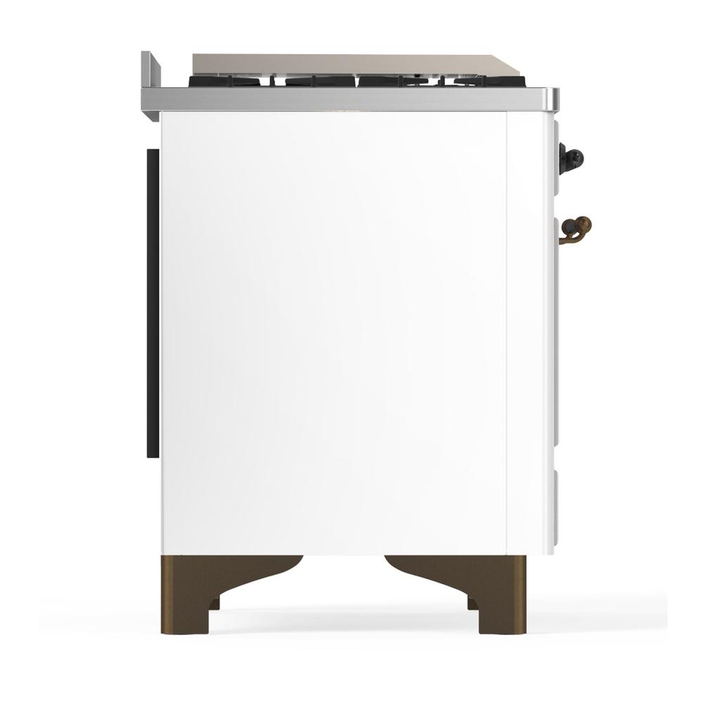 Ilve UMD40FQNR3WHBLP Ilve Umd40Fqnr3Whblp Majestic Iii 40 Inch Dual Fuel Range With 6 Burners And Griddle, Dual Function Burner Up To 25,000 Btu (Liquid Propane, Solid Door, White, Burnished)