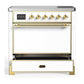 Ilve UMIB36QNR3WHG Ilve Umib36Qnr3Whg Majestic Iii 36 Inch Induction Range With 6 Elements, 3.5 Cu. Ft. Total Oven Capacity (Solid Door, White, Brass)